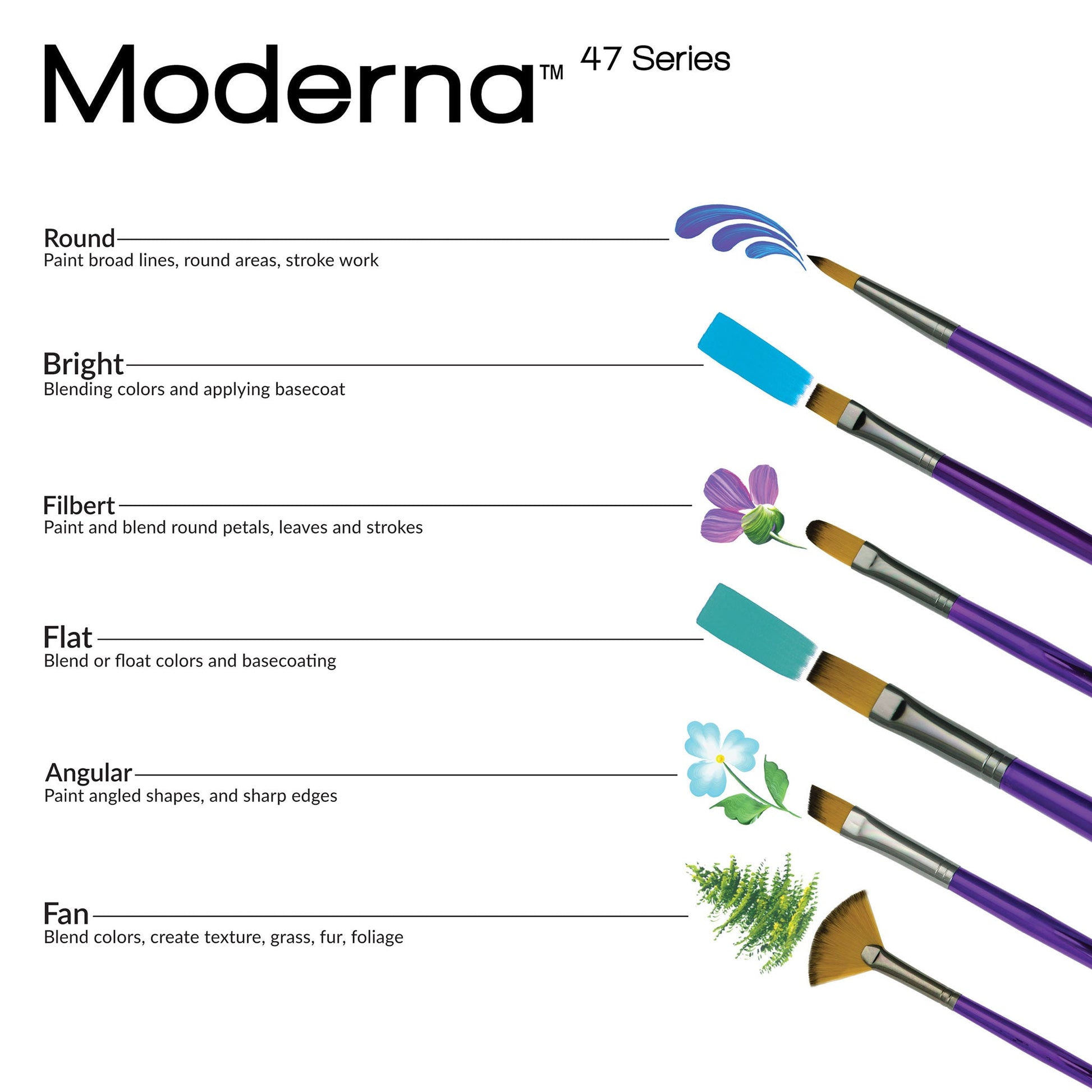 RMOD-SET471 - Moderna™ 5pc All Media Variety Brush Set infographic 2