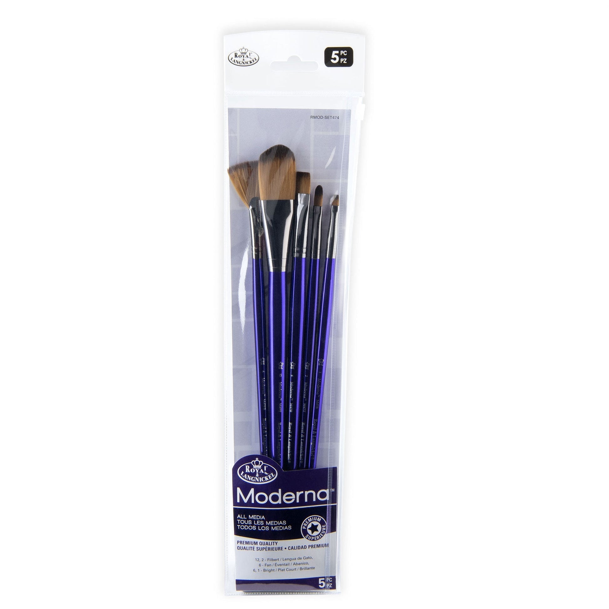 RMOD-SET474 - Moderna™ 5pc All Media Variety Brush Set packaging front