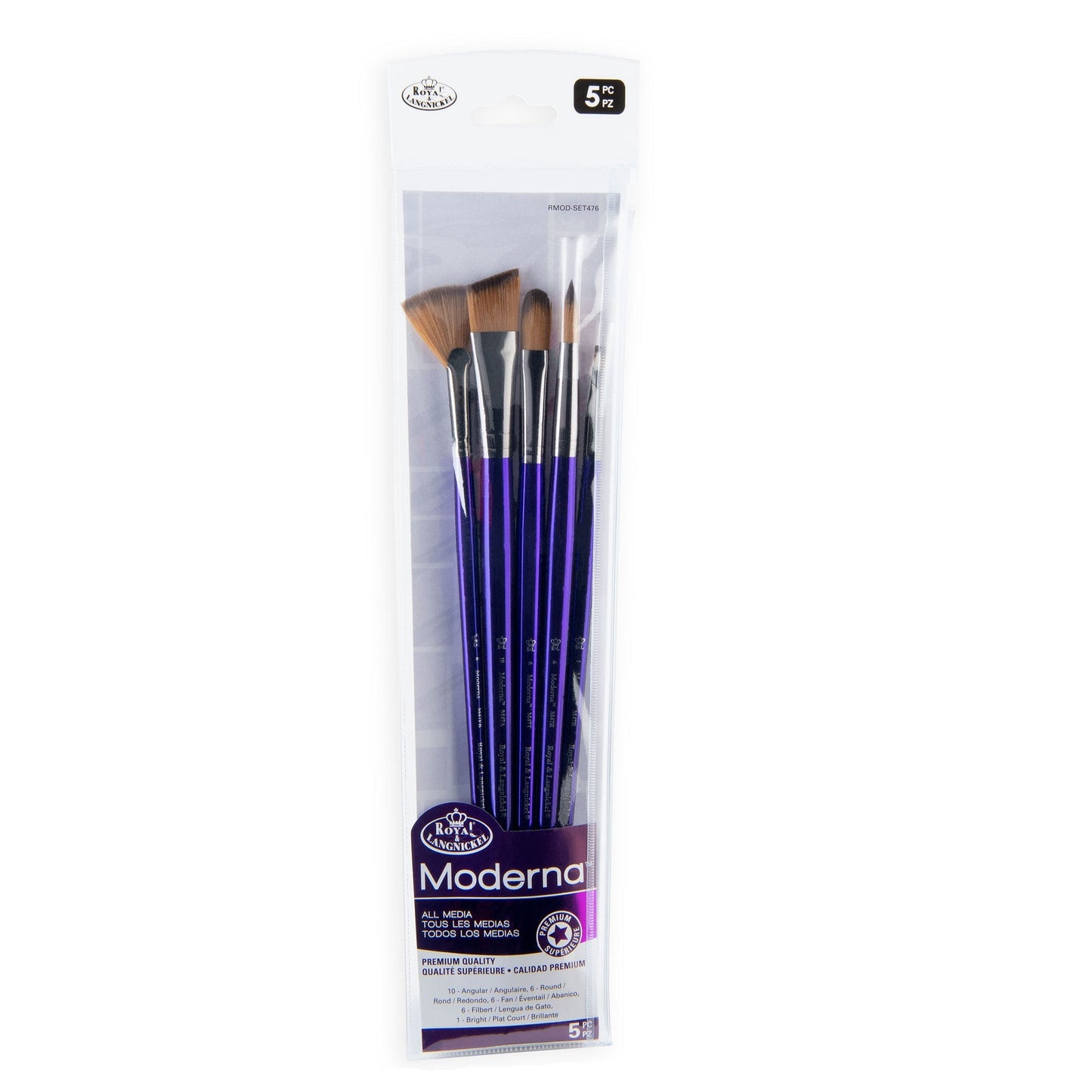 RMOD-SET476 - Moderna™ 5pc All Media Variety Brush Set packaging front