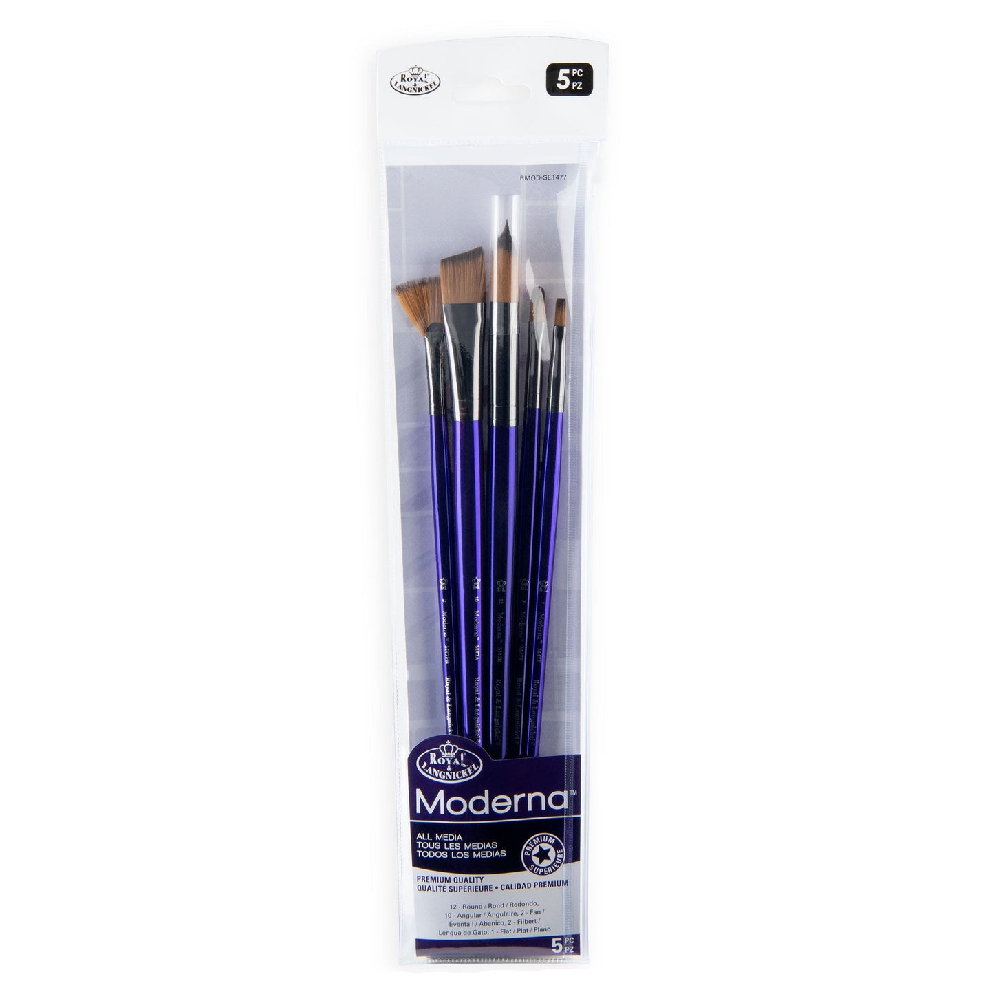 RMOD-SET477 - Moderna™ 5pc All Media Variety Brush Set packaging front