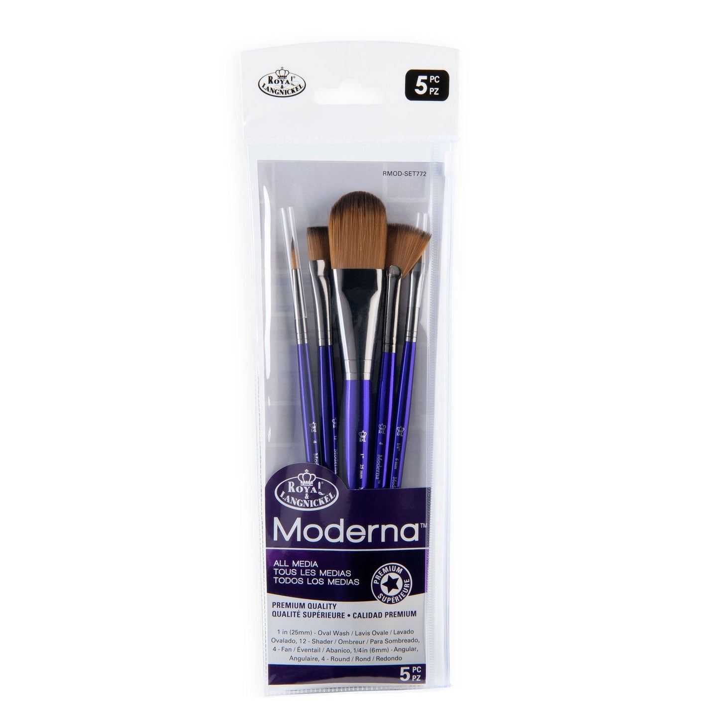 RMOD-SET772 - Moderna™ 5pc All Media Variety Brush Set packaging front