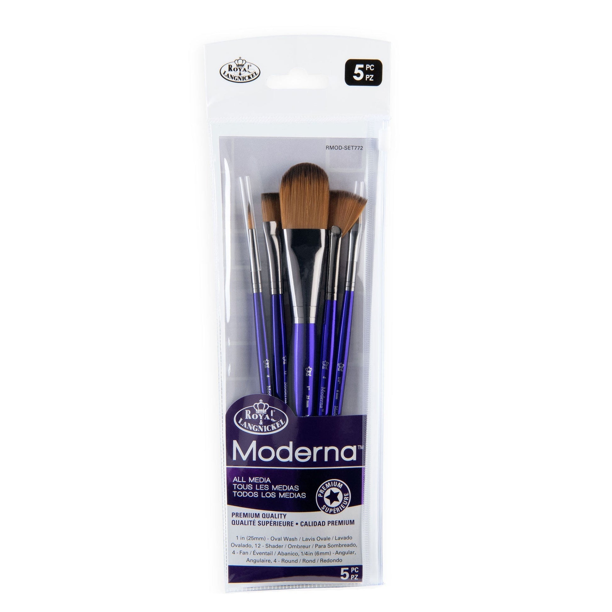 RMOD-SET772 - Moderna™ 5pc All Media Variety Brush Set packaging front