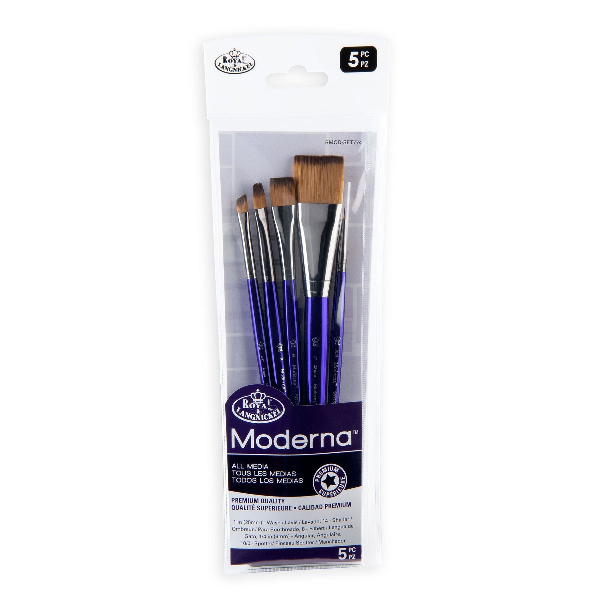 RMOD-SET774 - Moderna™ 5pc All Media Variety Brush Set packaging front