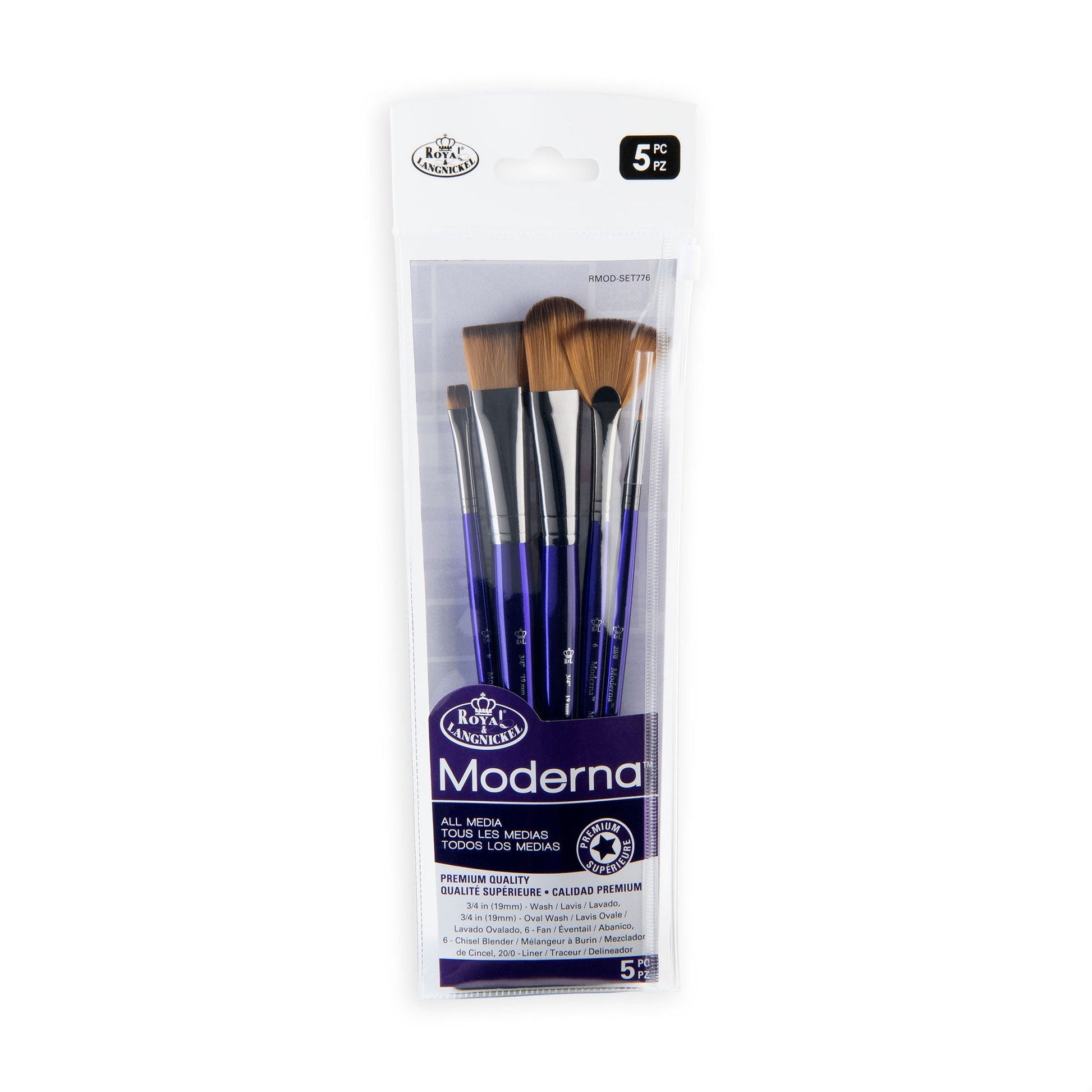 RMOD-SET776 - Moderna™ 5pc All Media Variety Brush Set packaging front