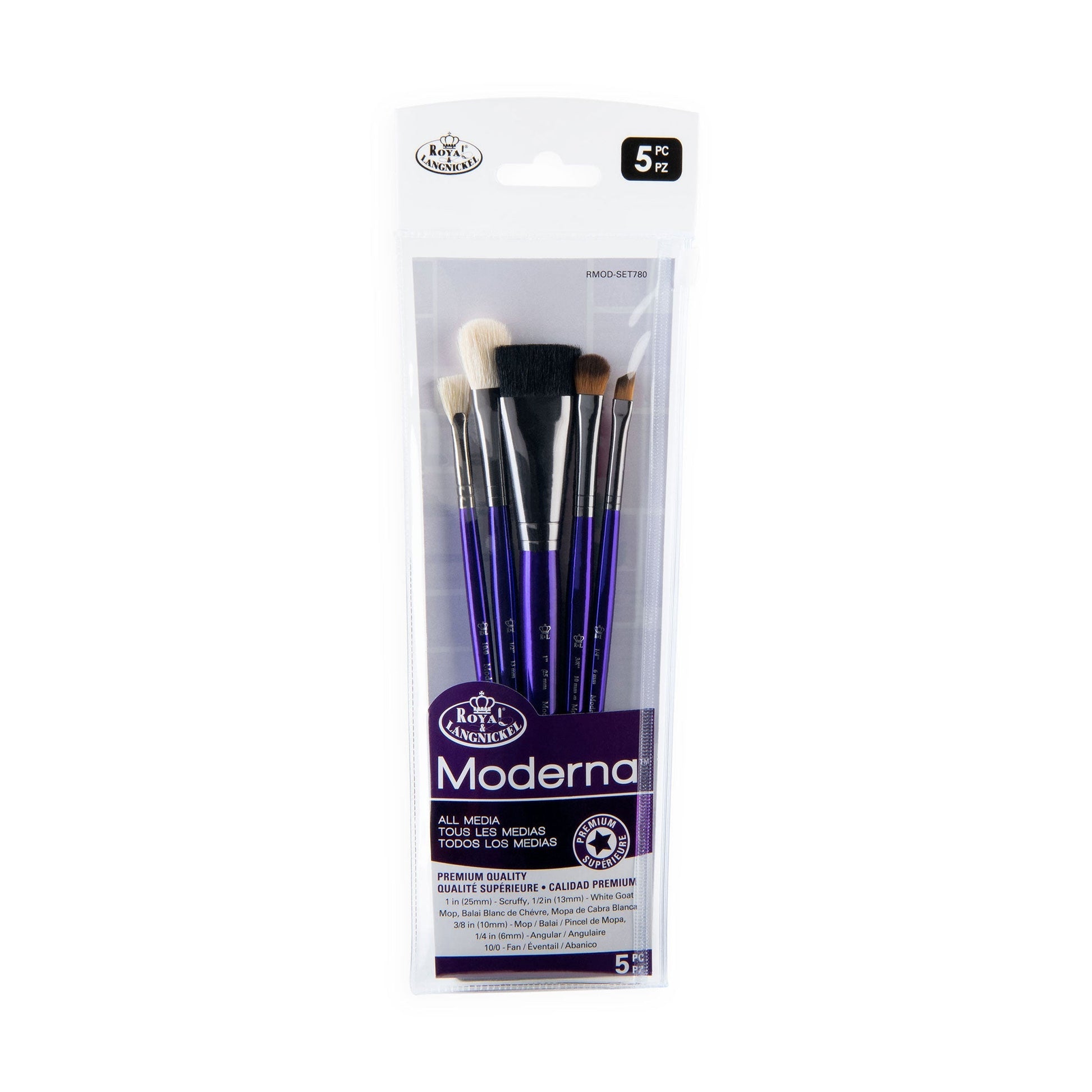 RMOD-SET780 - Moderna™ 5pc All Media Variety Brush Set packaging front