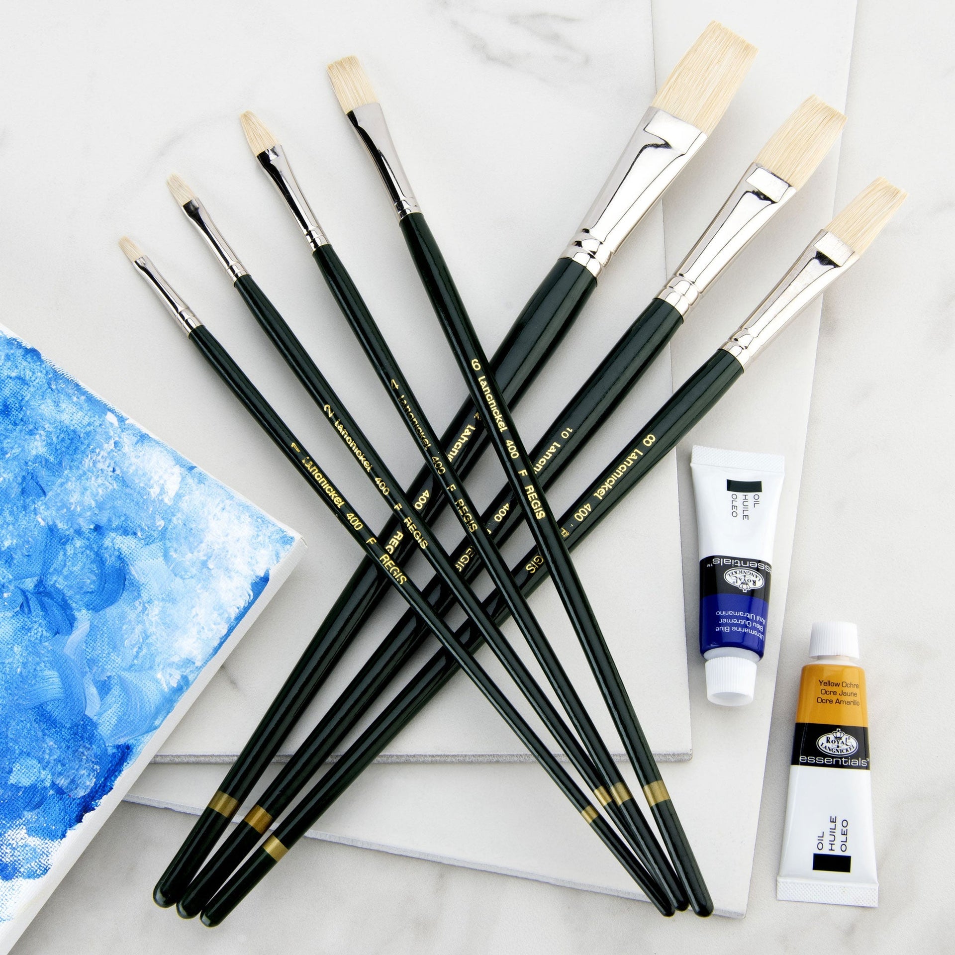 RSET-400F | Regis™ 7pc Oil & Acrylic Flat Brush Set – Royal