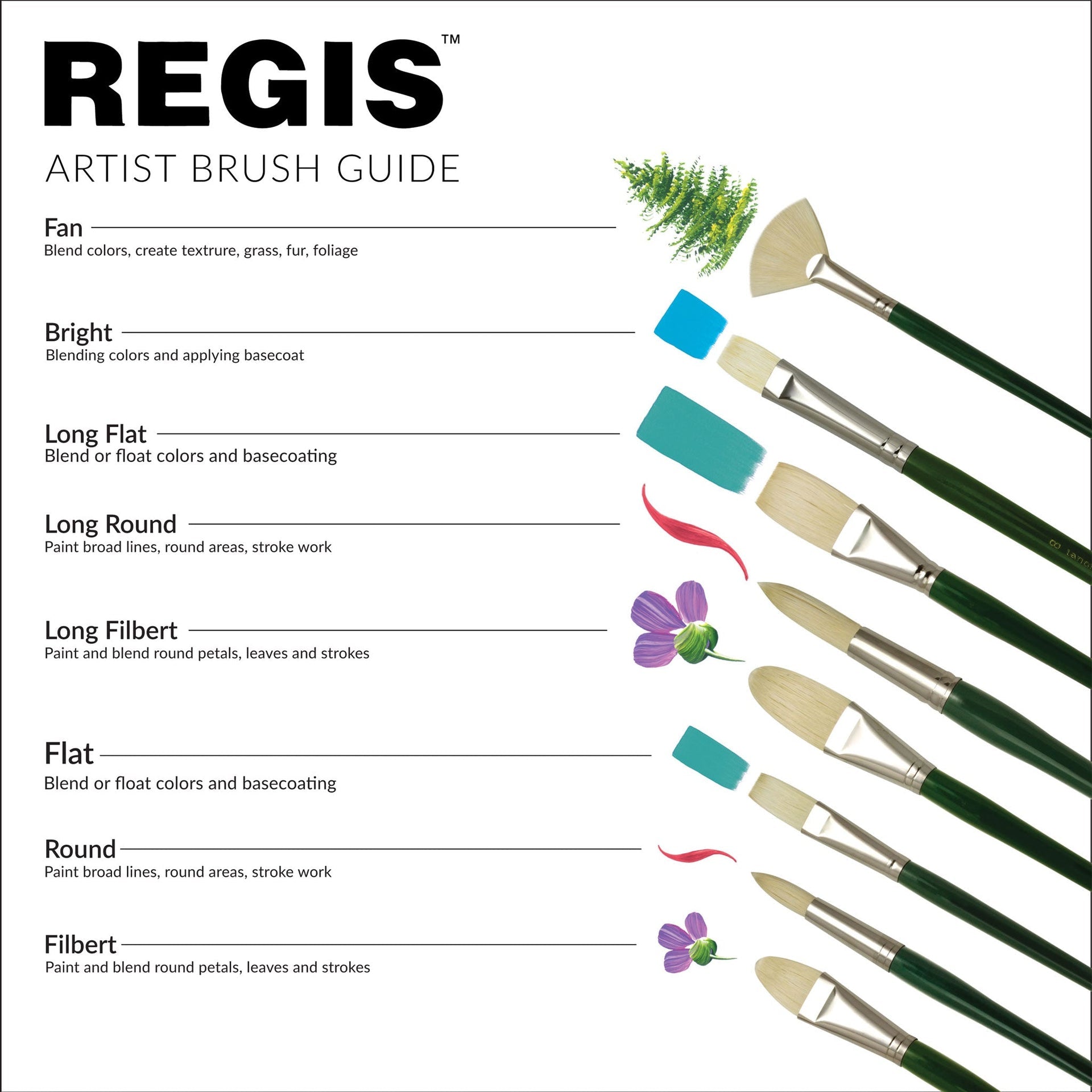 RSET-400F | Regis™ 7pc Oil & Acrylic Flat Brush Set – Royal