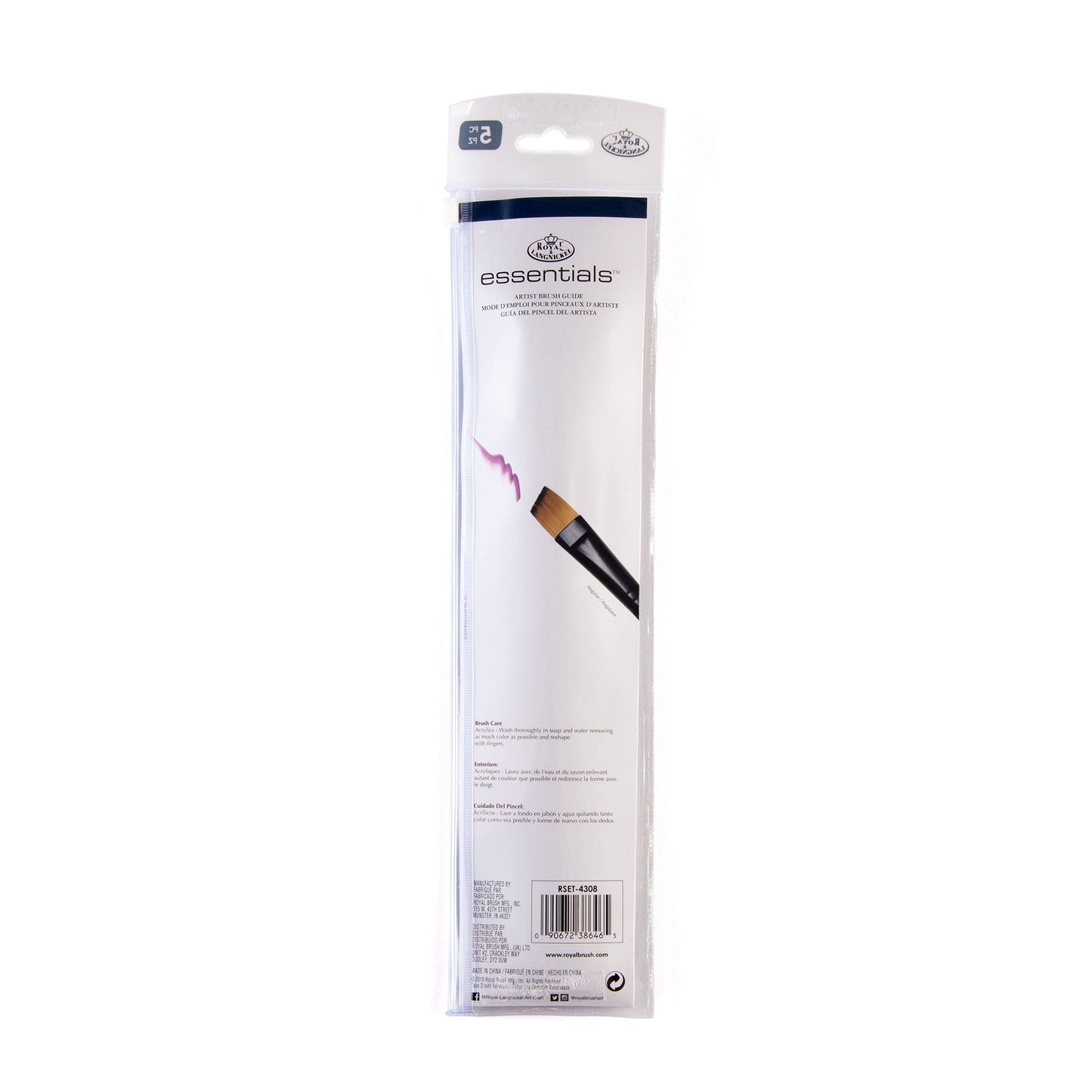 RSET-4308 - essentials™ 5pc Gold Taklon Variety Brush Set packaging back