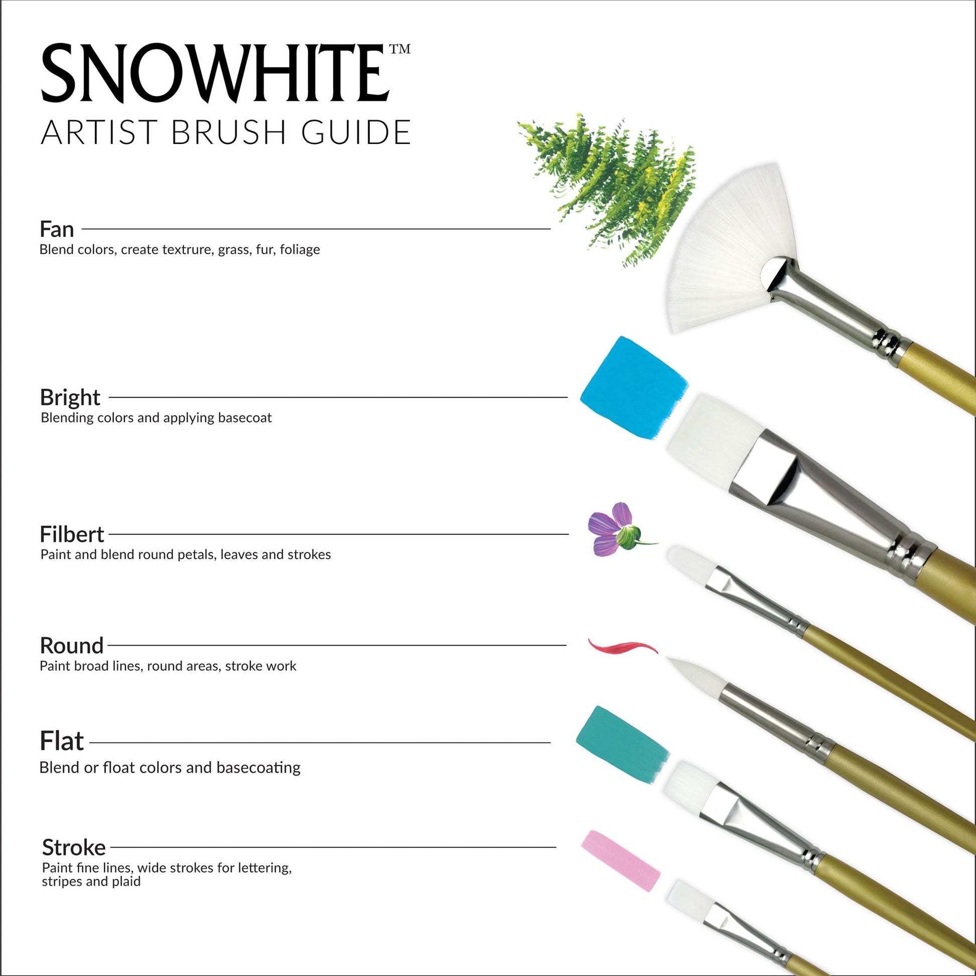 RSET-4500 - Snowhite™ 7pc Oil & Acrylic Round Brush Set infographic 2