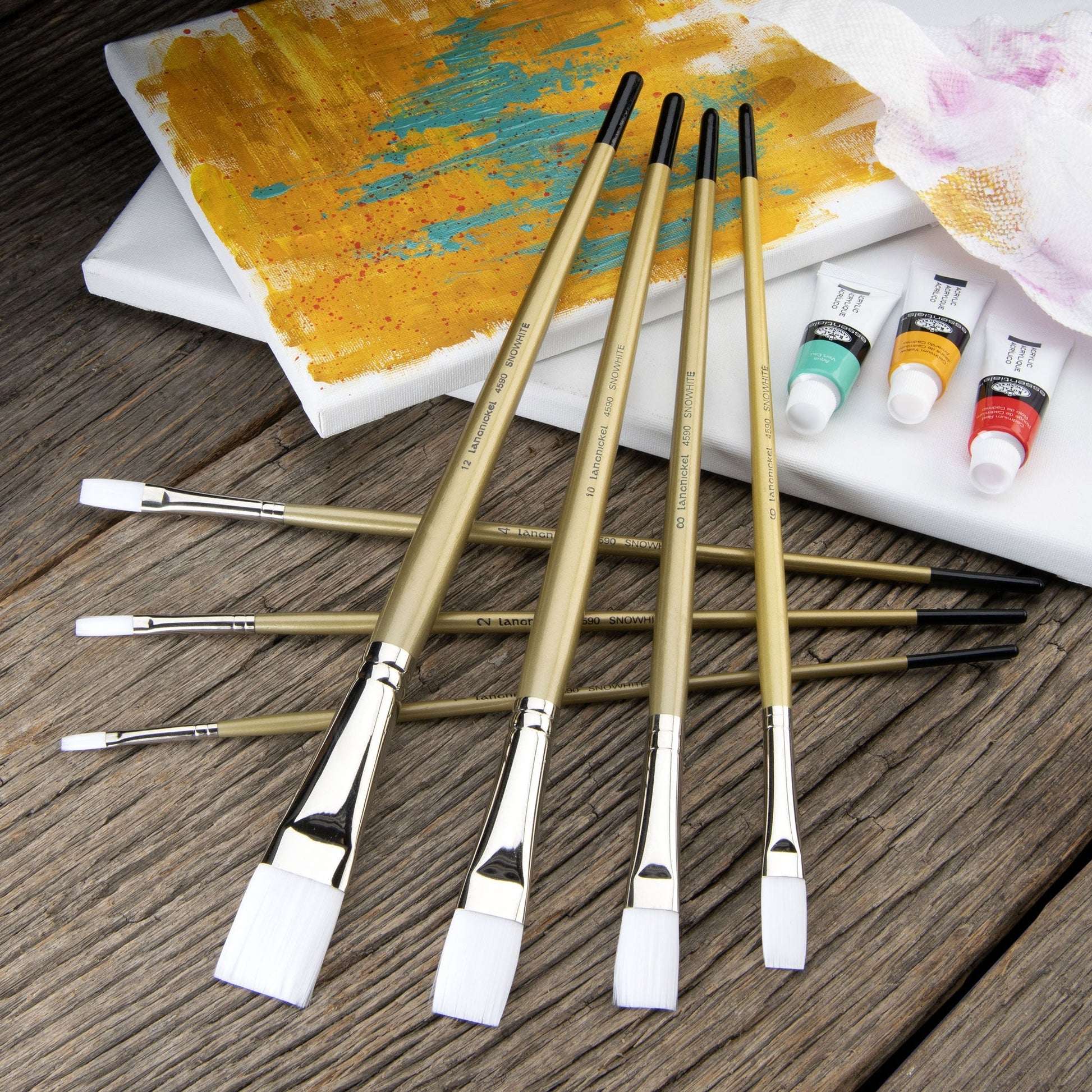 RSET-4590 - Snowhite™ 7pc Oil & Acrylic Flat Brush Set glam 2