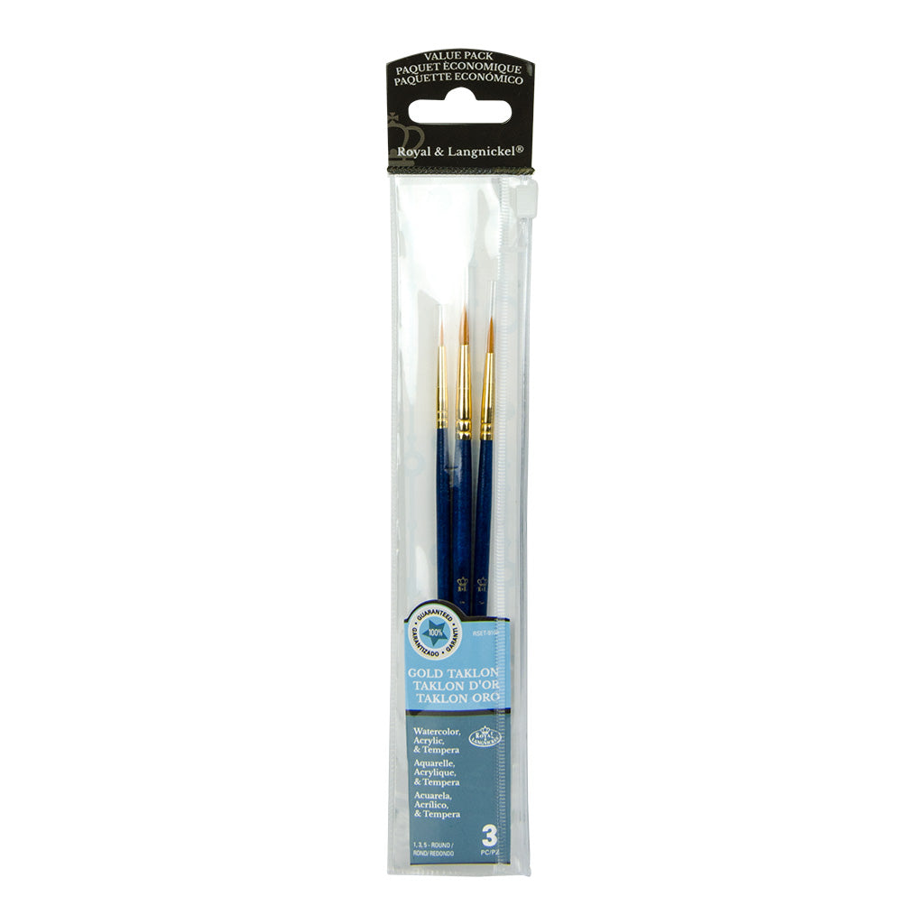 RSET-9108 - 3pc Golden Taklon Round Brush Set