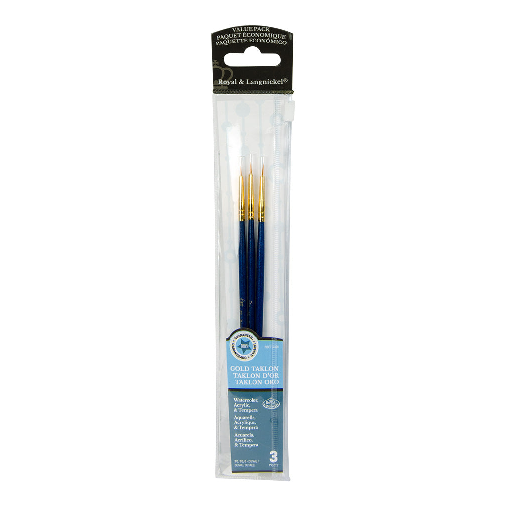 RSET-9109 - 3pc Golden Taklon Detail Brush Set