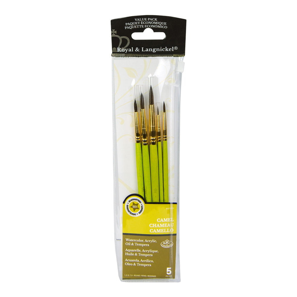 RSET-9121 - 5pc Camel Hair Round Brush Set