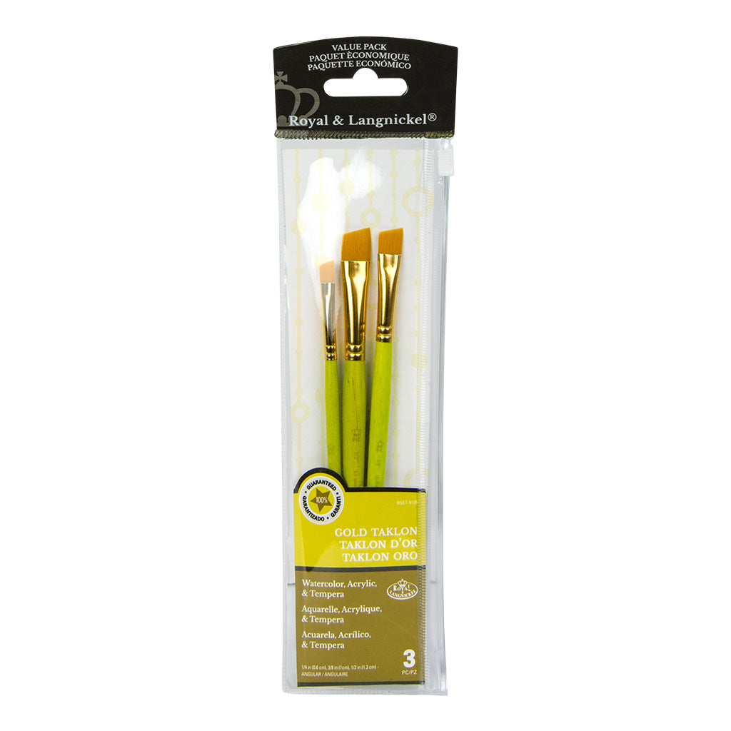 RSET-9126 - 3pc Golden Taklon Angular Brush Set