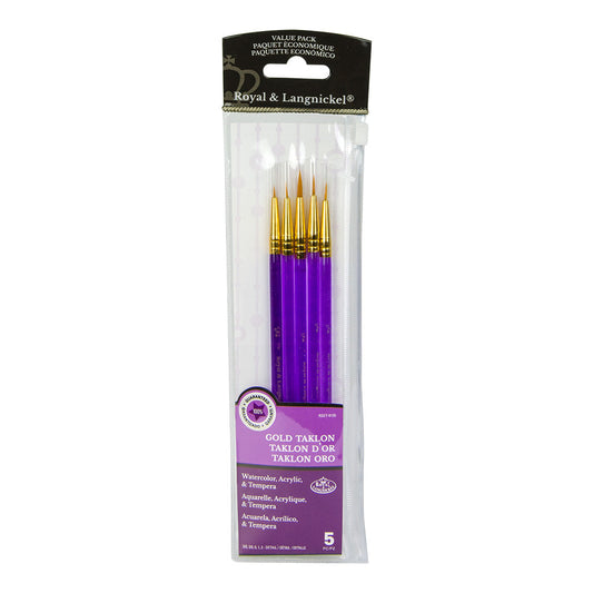 RSET-9135 - 5pc Golden Taklon Detail Brush Set