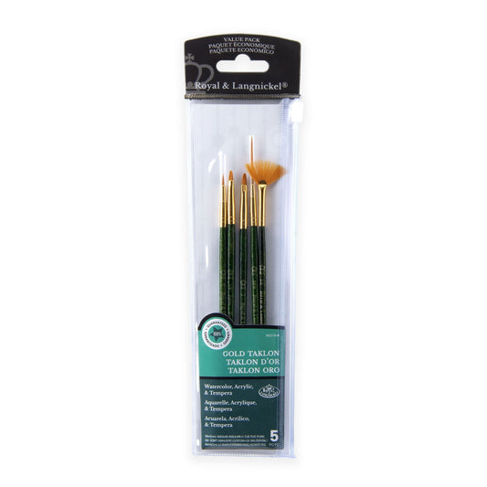 RSET-9146 - 5pc Golden Taklon Variety Brush Set packaging front