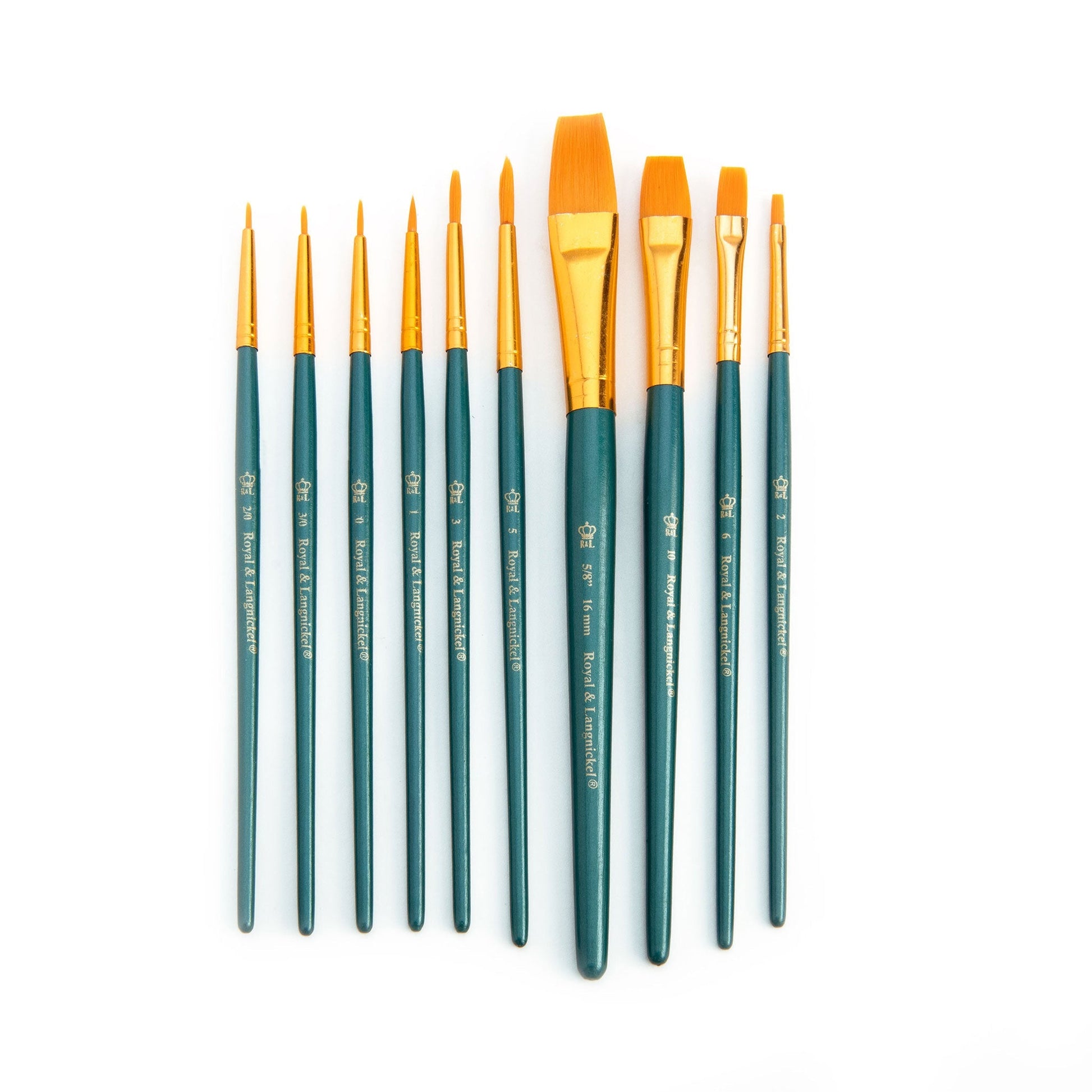 RSET-9155 - 11pc Golden Taklon Variety Brush Set with Brush Pouch