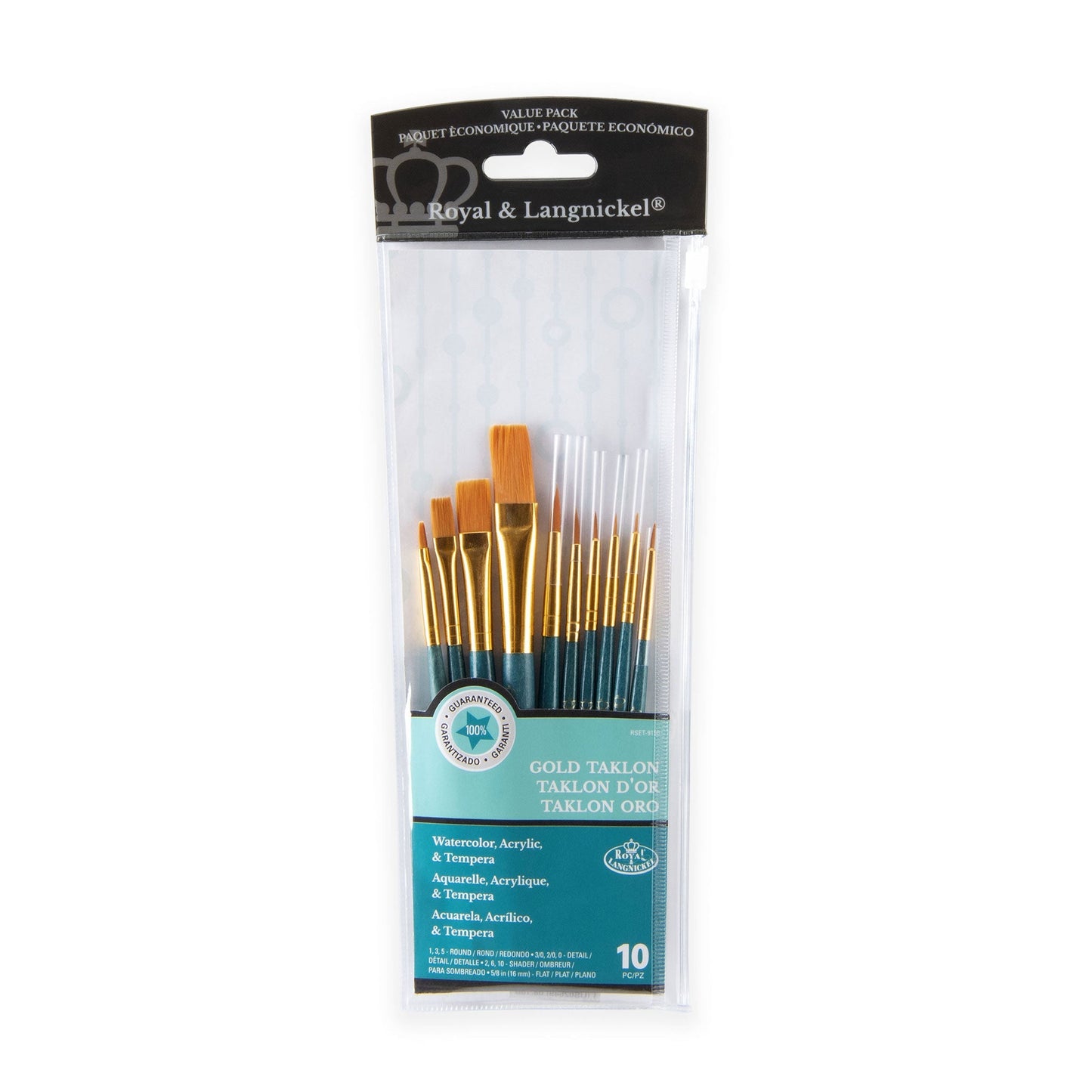 RSET-9156 - 10pc Golden Taklon Variety Brush Set packaging front