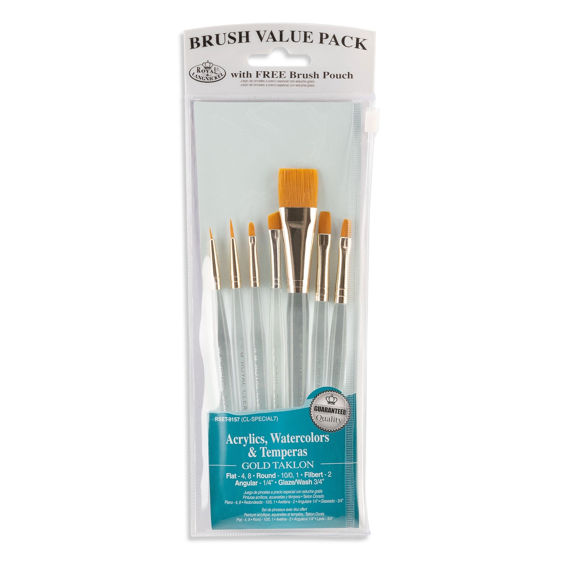 RSET-9157 - 7pc Golden Taklon Variety Brush Set packaging front