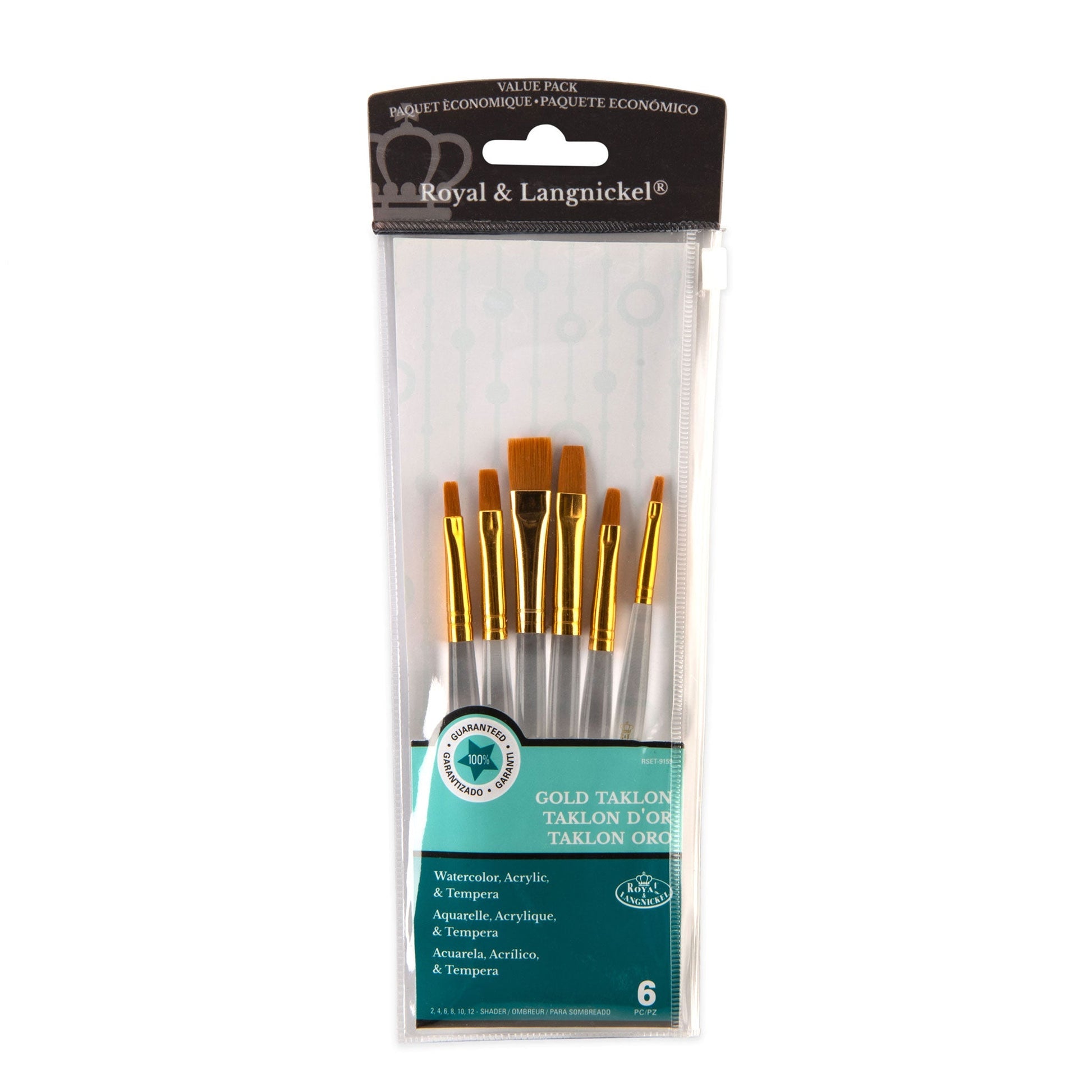 RSET-9159 - 6pc Golden Taklon Shader Brush Set packaging front