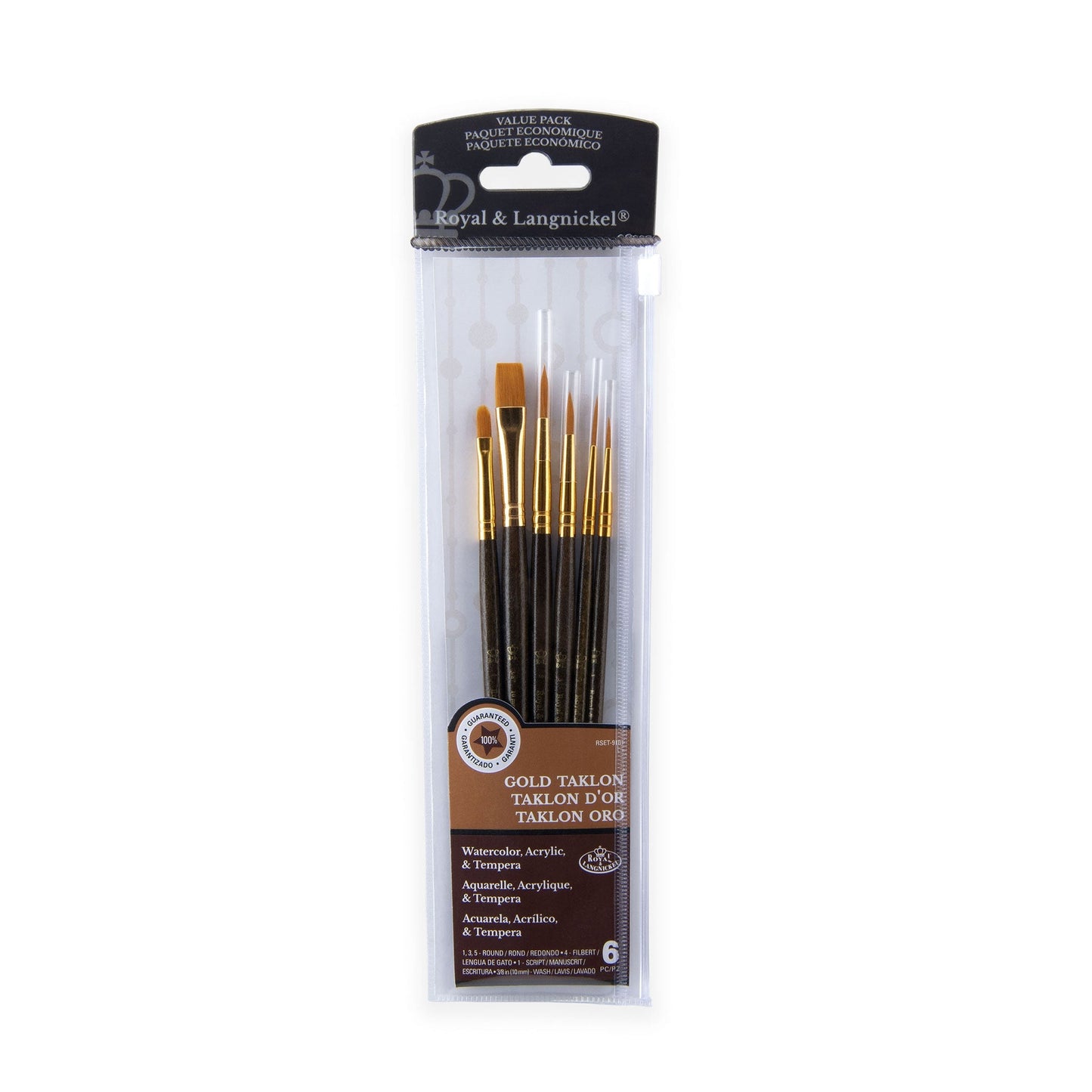 RSET-9161 - 6pc Golden Taklon Variety Brush Set packaging front