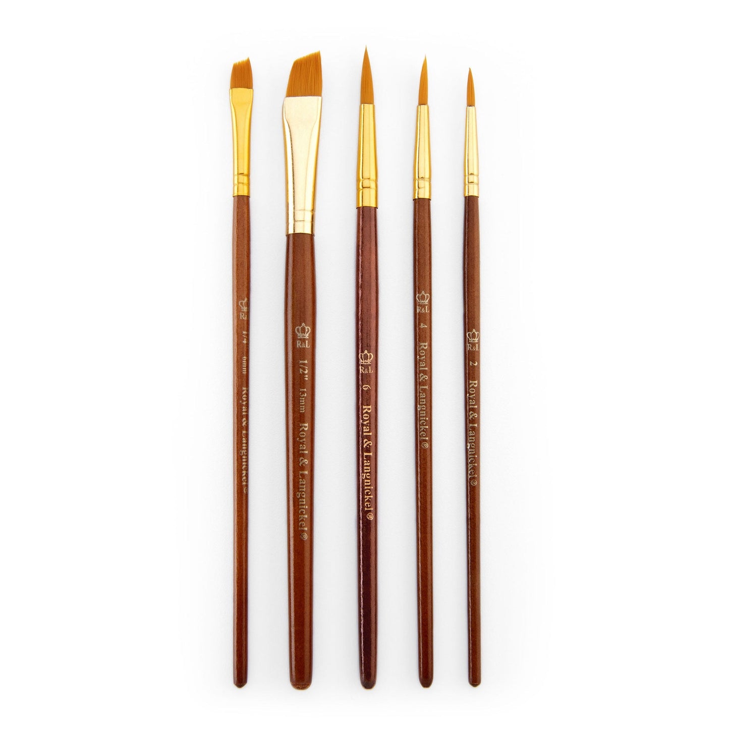 RSET-9162 - 5pc Golden Taklon Round/Angular Brush Set