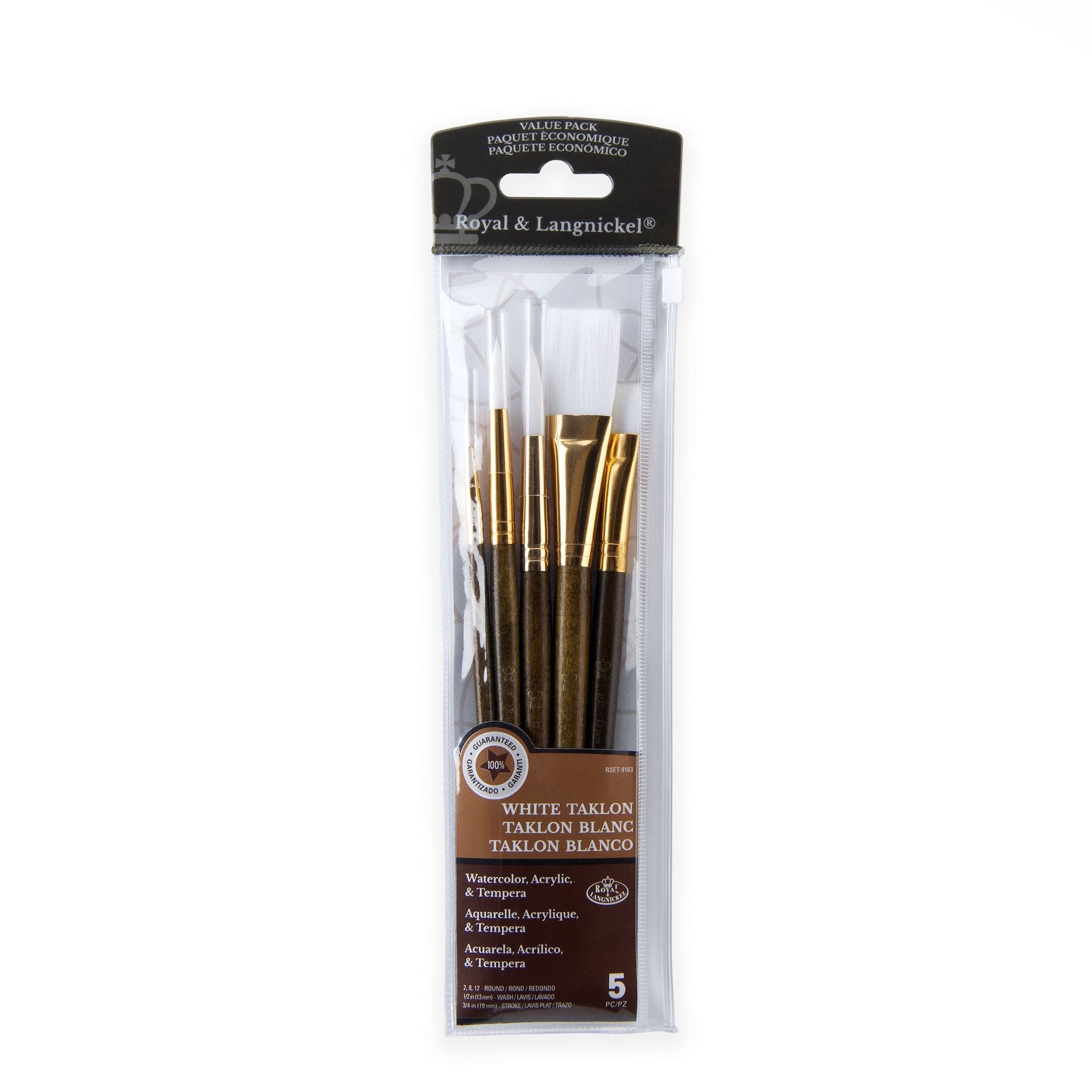 RSET-9163 - 5pc White Taklon Variety Brush Set packaging front