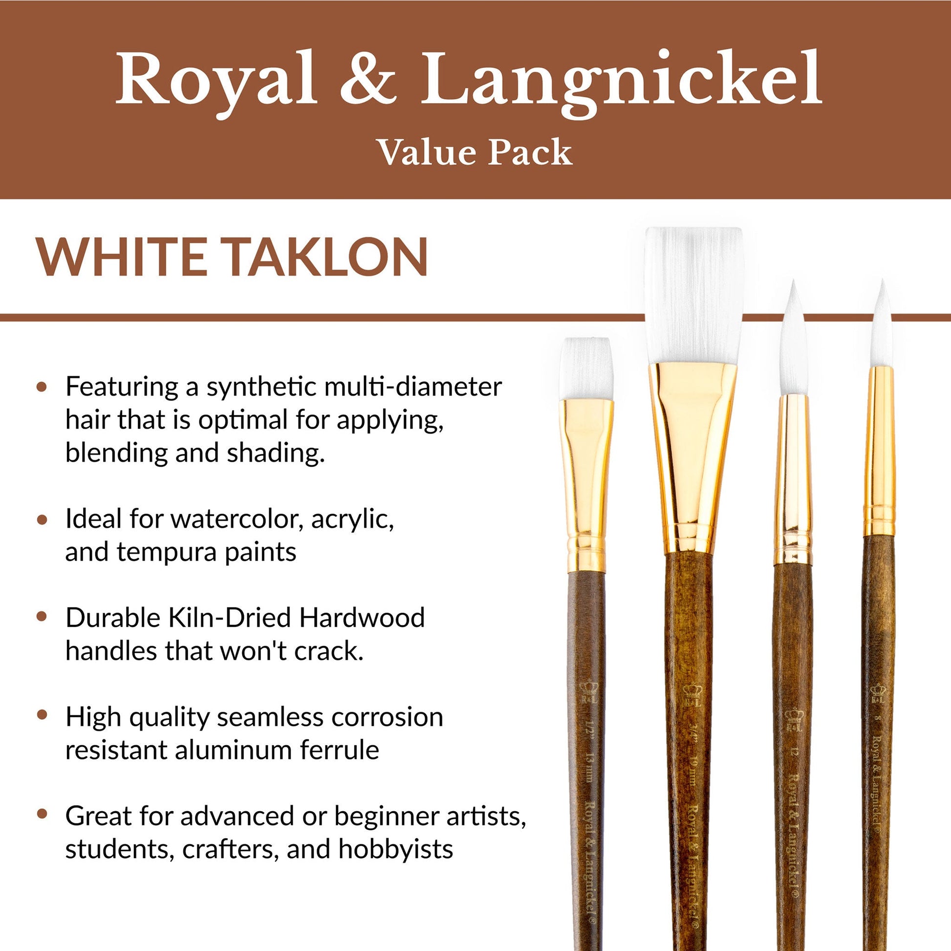 RSET-9163 - 5pc White Taklon Variety Brush Set infographic 1