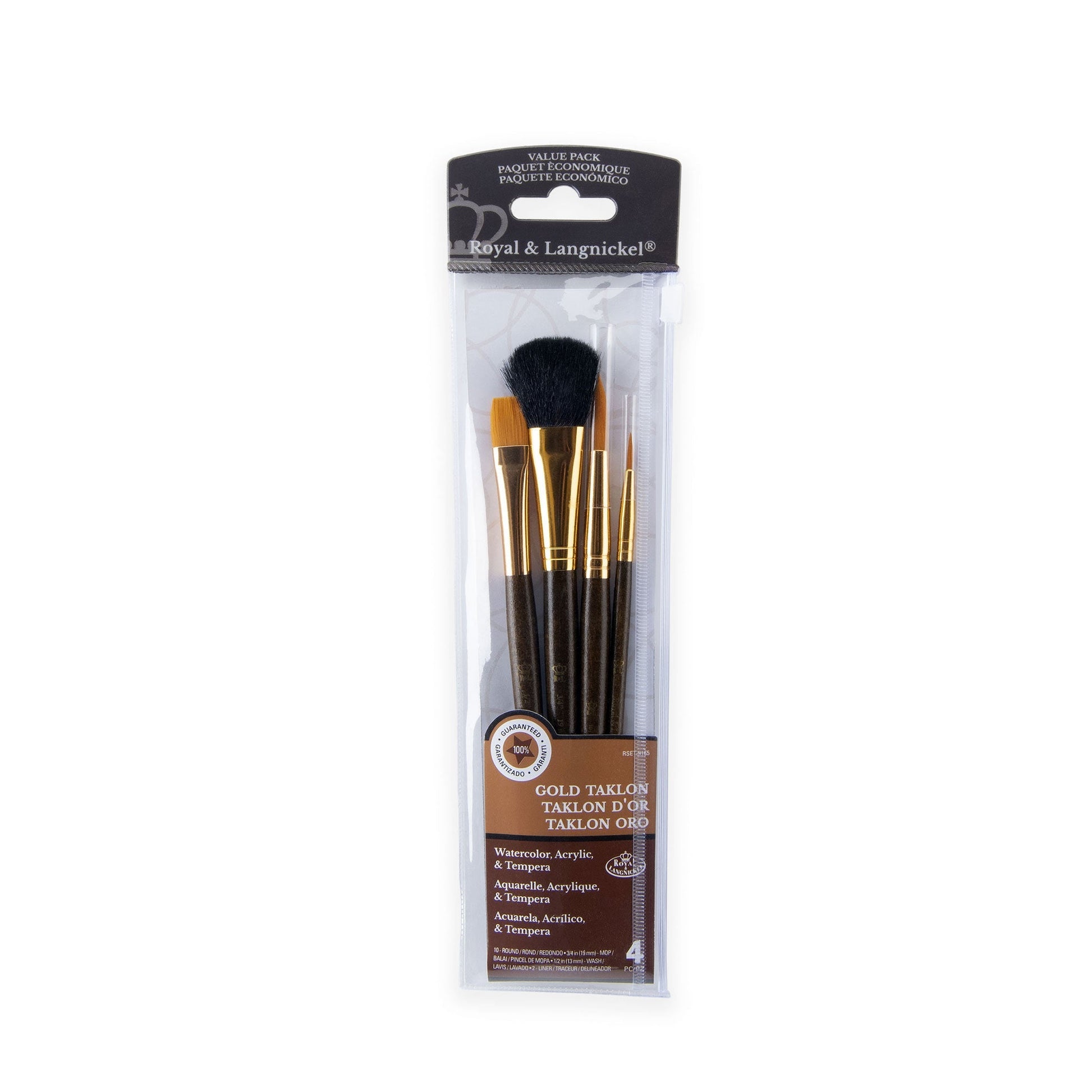 RSET-9165 - 4pc Golden Taklon Variety Brush Set packaging front