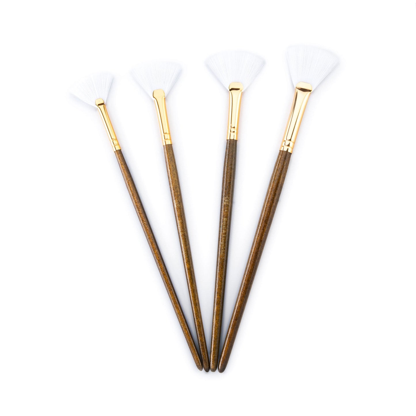 RSET-9166 - 4pc White Taklon Fan Brush Set glam 3