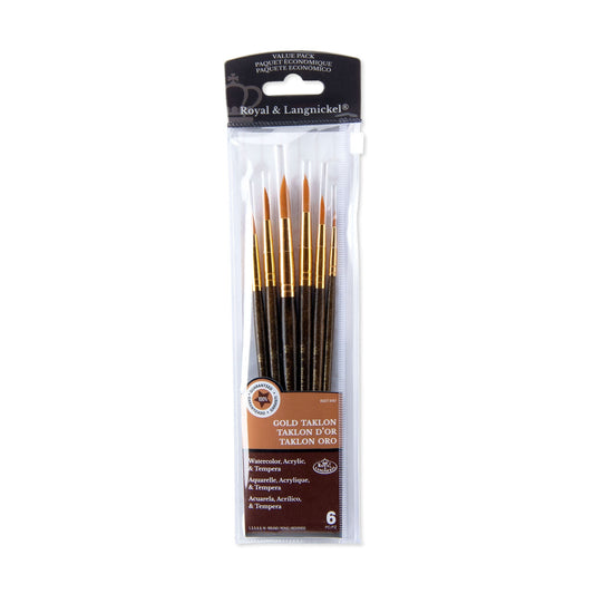 RSET-9167 - 6pc Golden Taklon Round Brush Set packaging front