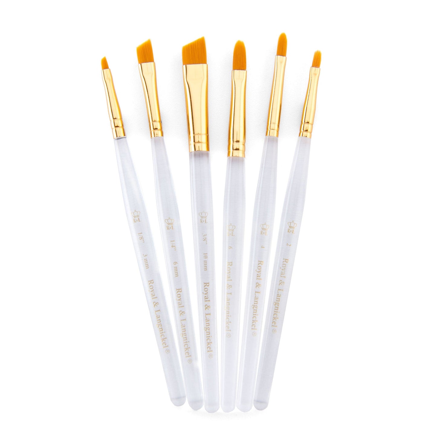 RSET-9171 - 6pc Golden Taklon Short Handle Filbert/Angular Brush Set glam 3