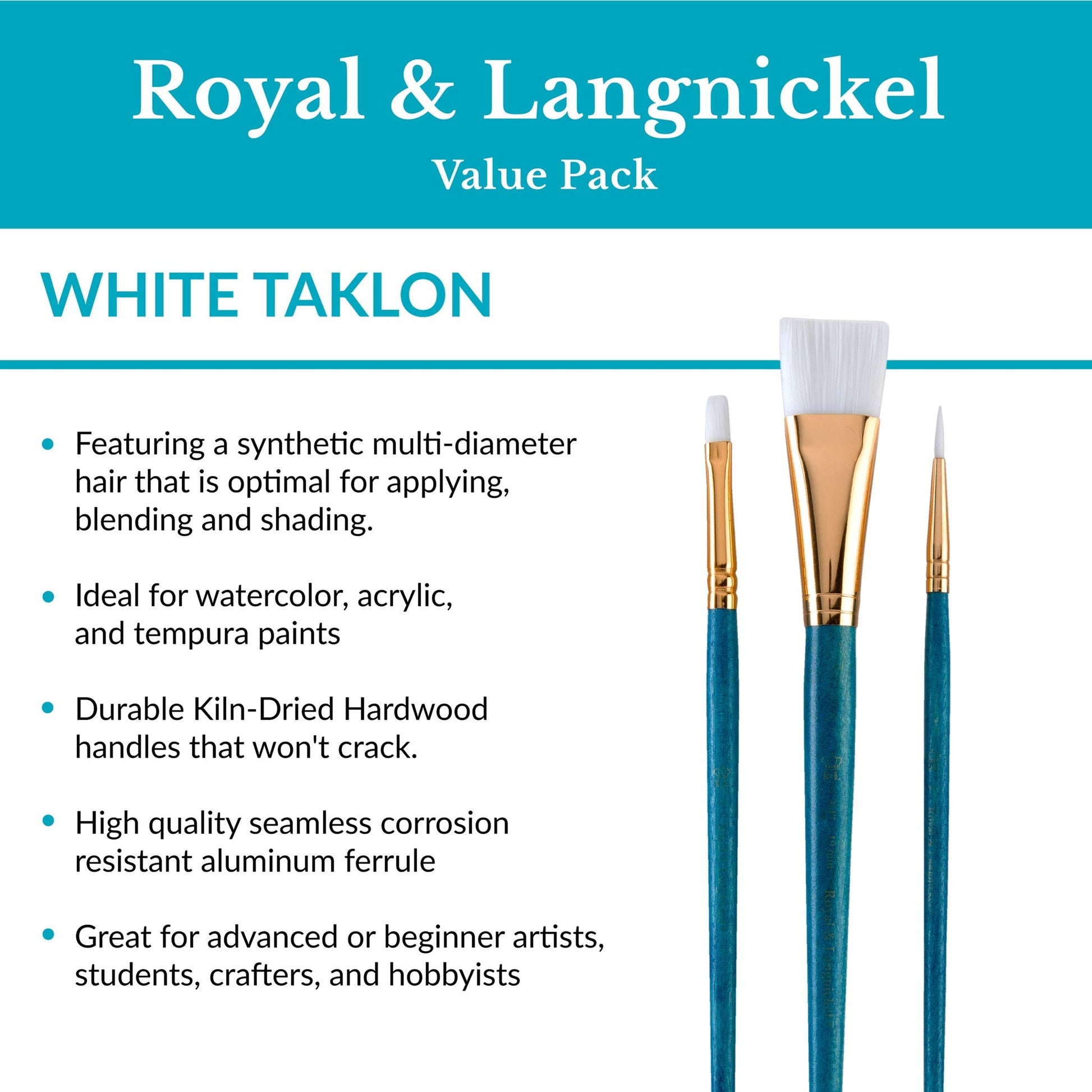 RSET-9181 - 7pc White Taklon Variety Brush Set infographic 1