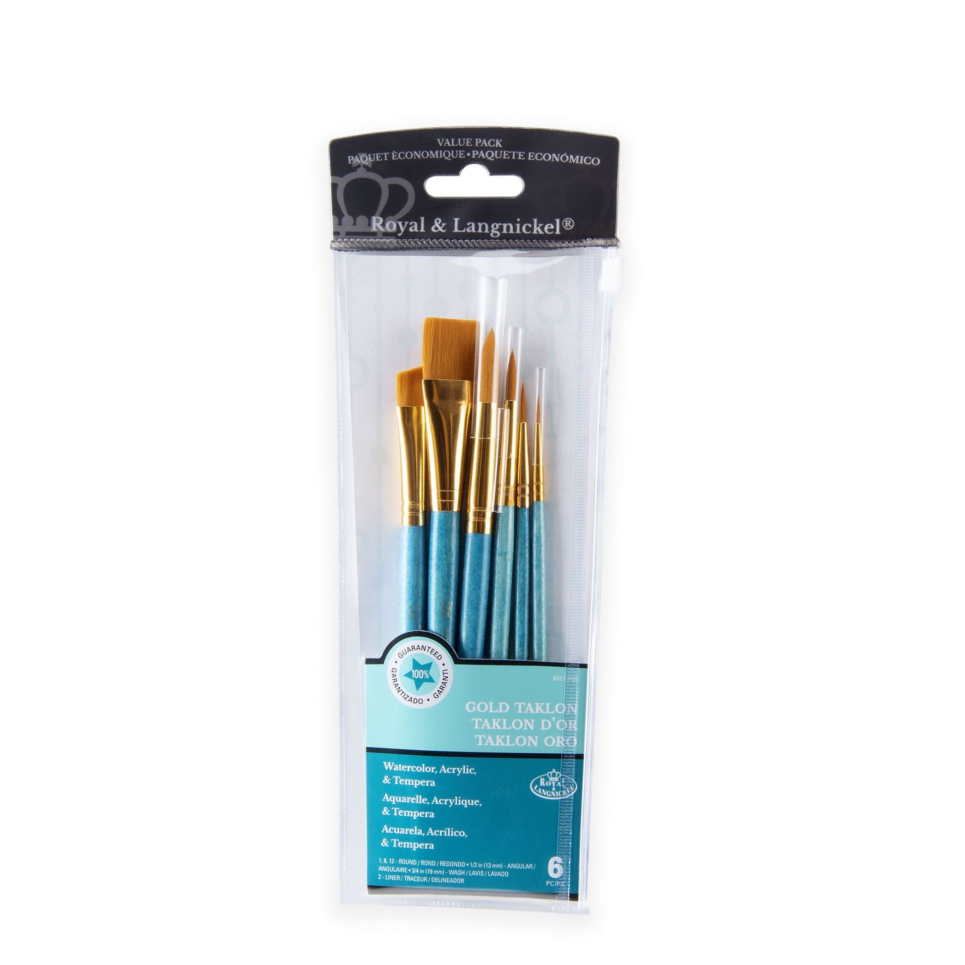 RSET-9182 - 6pc Golden Taklon Variety Brush Set packaging front