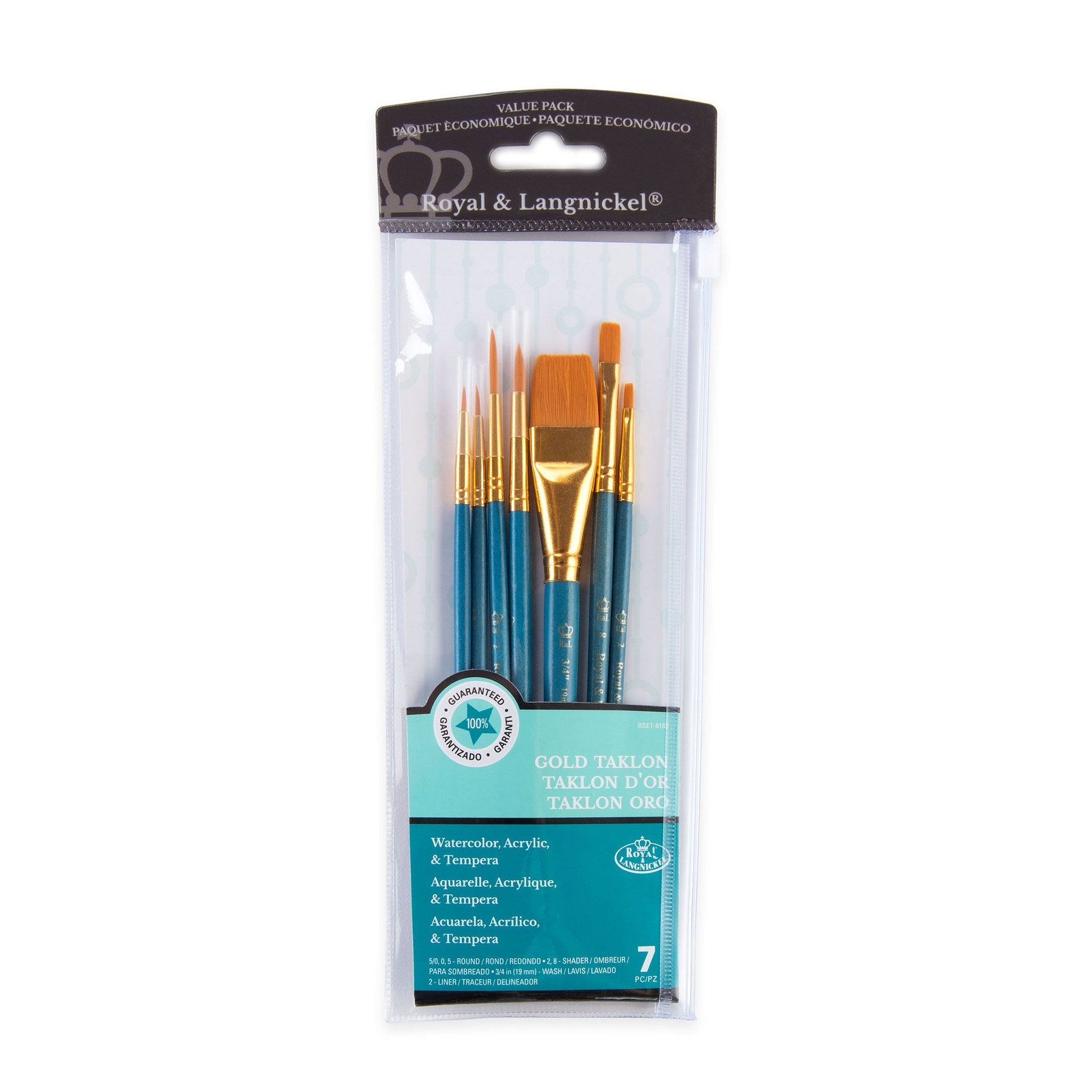 RSET-9183 - 7pc Golden Taklon Variety Brush Set packaging front