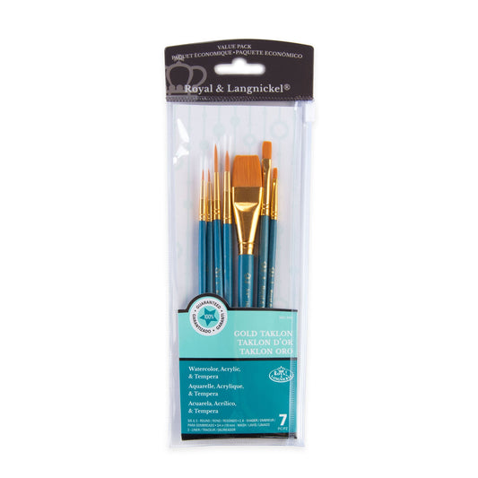 RSET-9183 - 7pc Golden Taklon Variety Brush Set packaging front