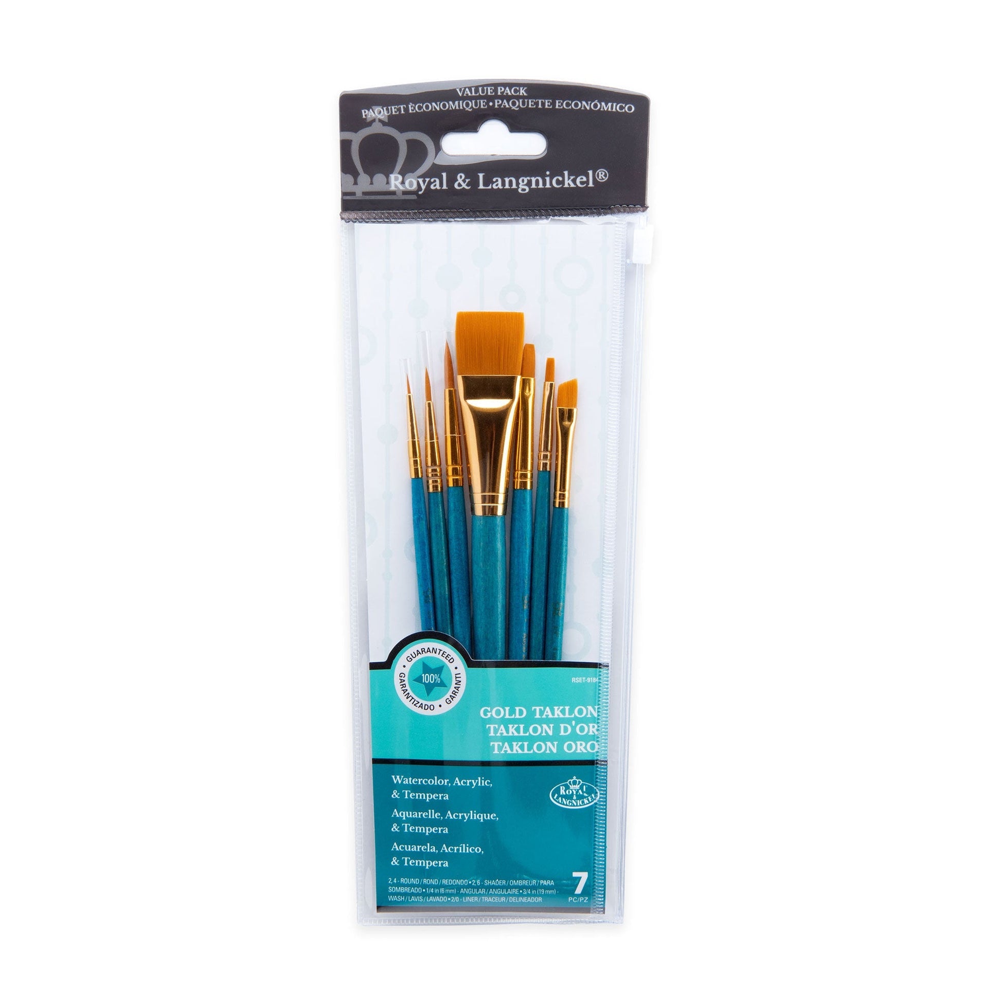 RSET-9184 - 7pc Golden Taklon Variety Brush Set packaging front