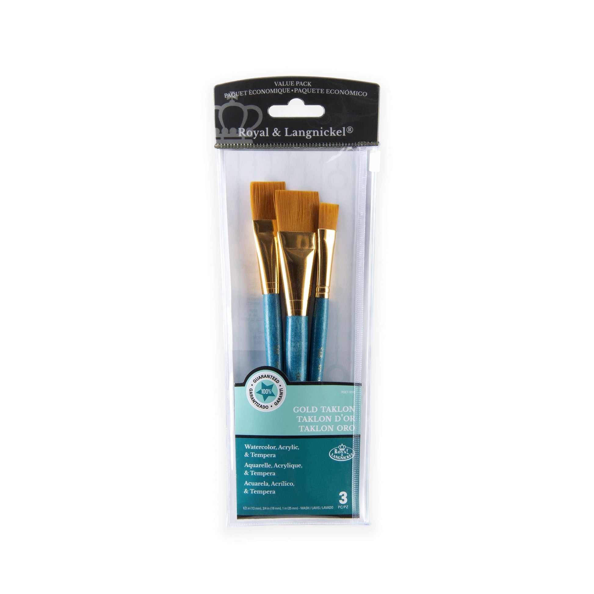 RSET-9185 - 3pc Golden Taklon Wash Brush Set packaging front