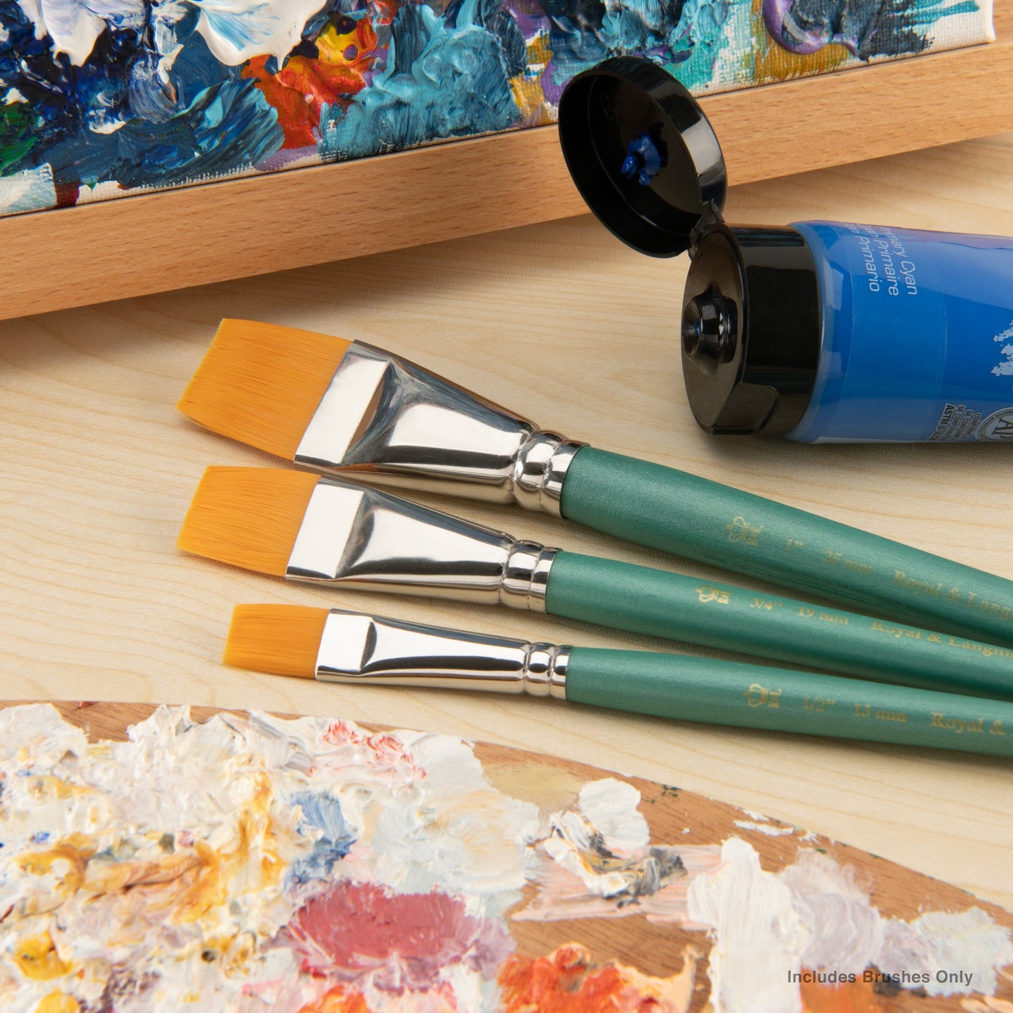 RSET-9185-SIA | 3pc Gold Taklon Glaze/Wash Brush Set