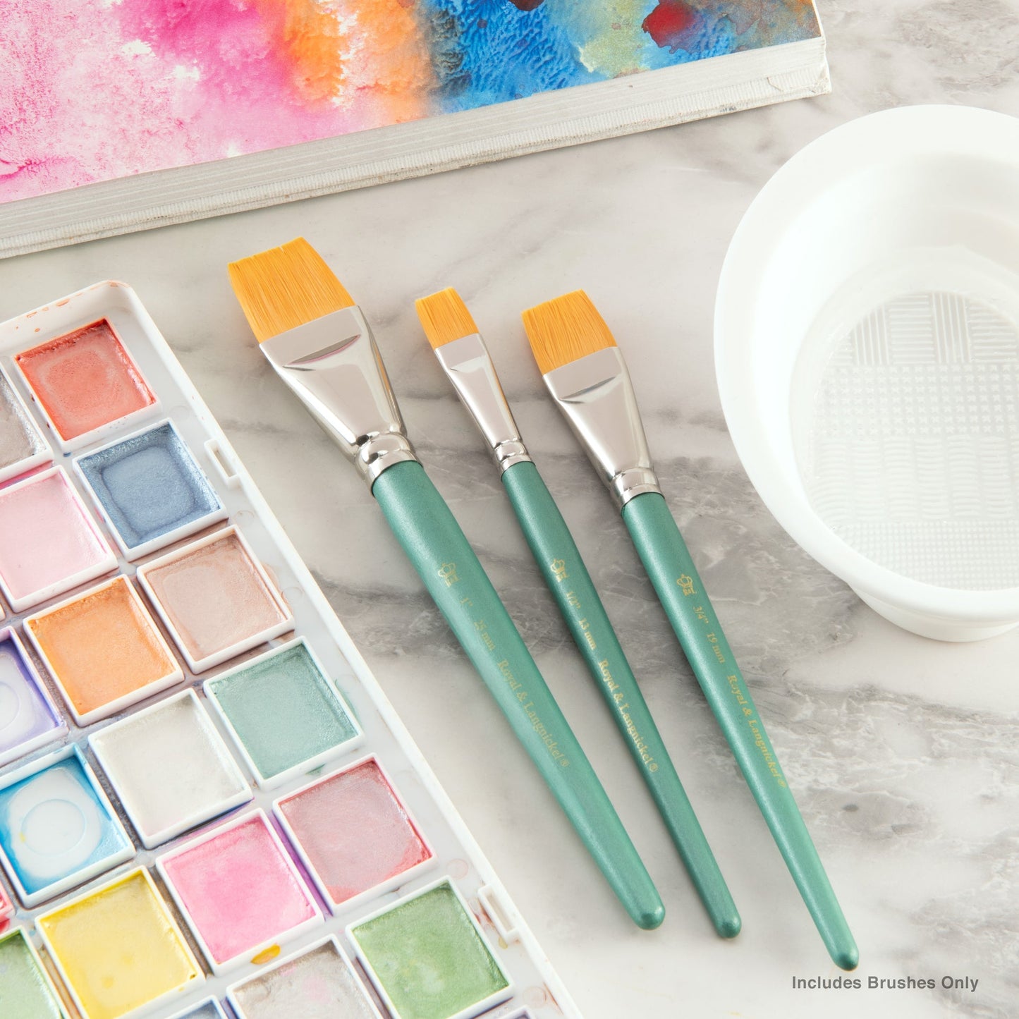 RSET-9185-SIA | 3pc Gold Taklon Glaze/Wash Brush Set