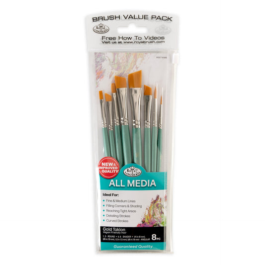 RSET-9186-SIA | 8pc Gold Taklon Brush Set