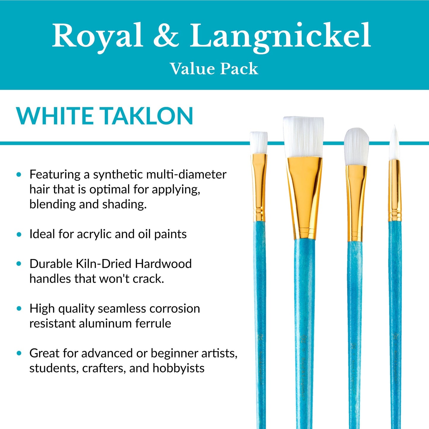 RSET-9188 - 5pc White Taklon Variety Brush Set infographic 1