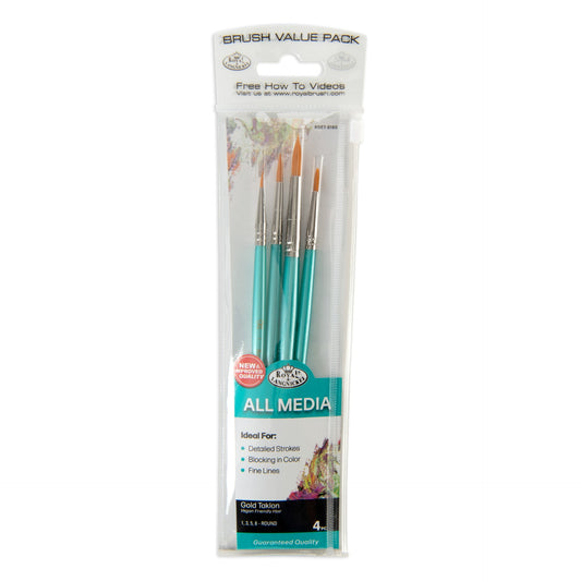 RSET-9190 | 4pc Golden Taklon Round Brush Set