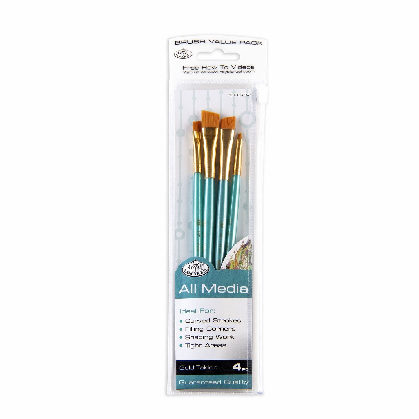 RSET-9191 - 4pc Golden Taklon Angular Brush Set packaging front