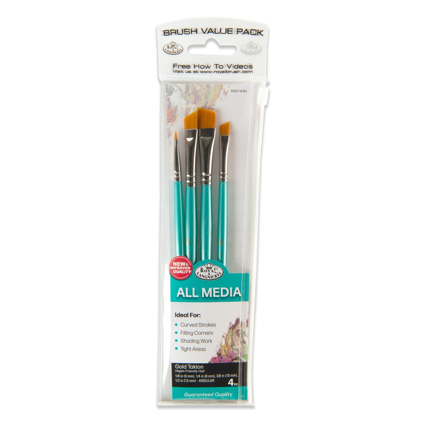 RSET-9191 | 4pc Golden Taklon Angular Brush Set