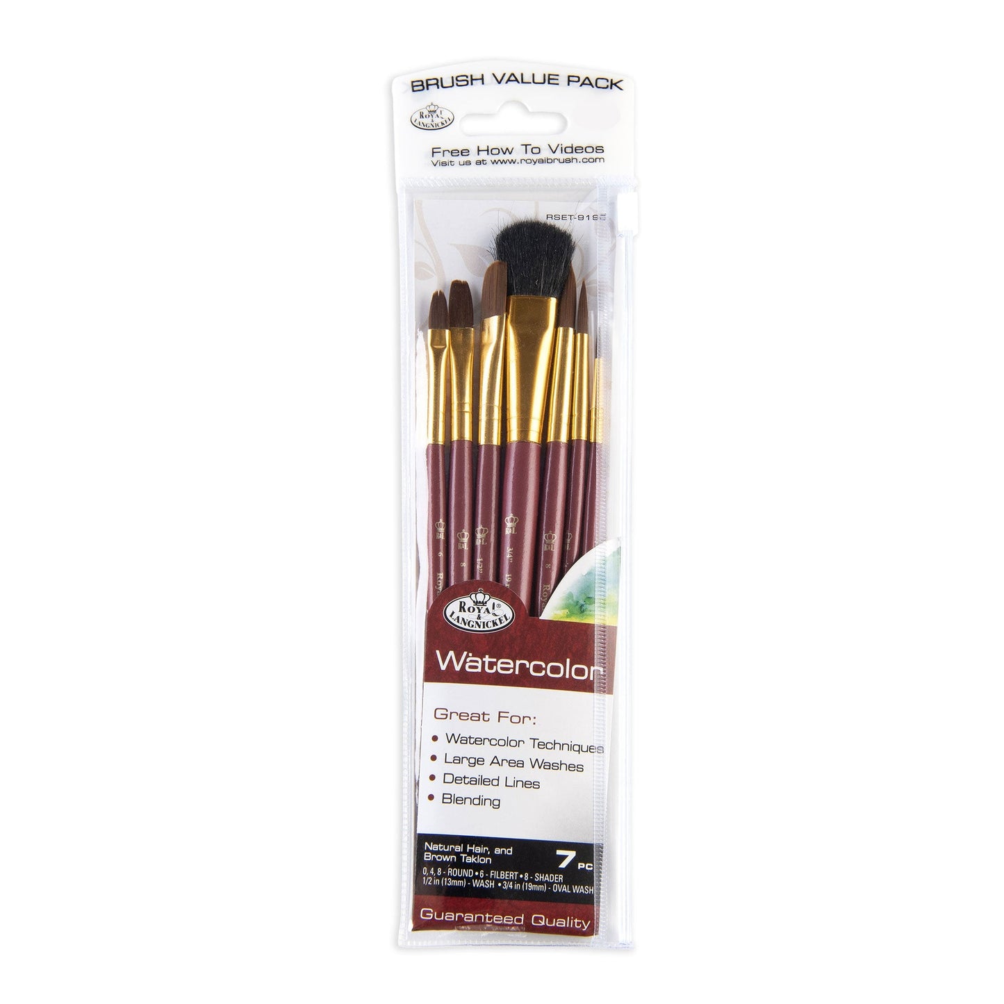 RSET-9192 - 7pc Watercolor Variety Brush Set packaging front