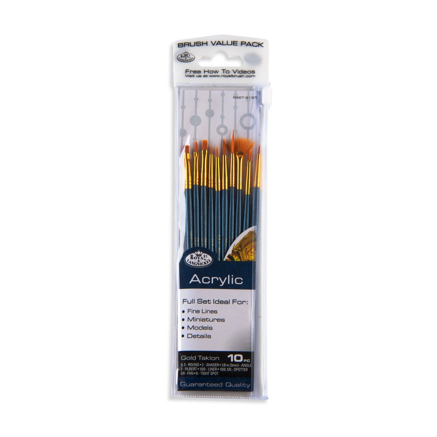 RSET-9193 - 10pc Golden Taklon Variety Brush Set packaging front