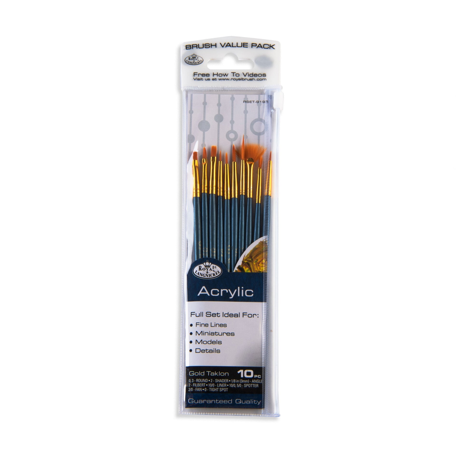 RSET-9193 - 10pc Golden Taklon Variety Brush Set packaging front