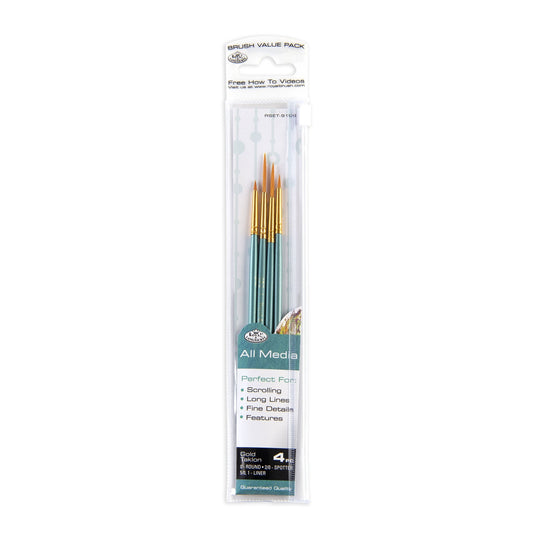 RSET-9196 - 4pc Golden Taklon Variety Brush Set packaging front