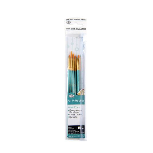 RSET-9197 - 5pc Golden Taklon Variety Brush Set packaging front